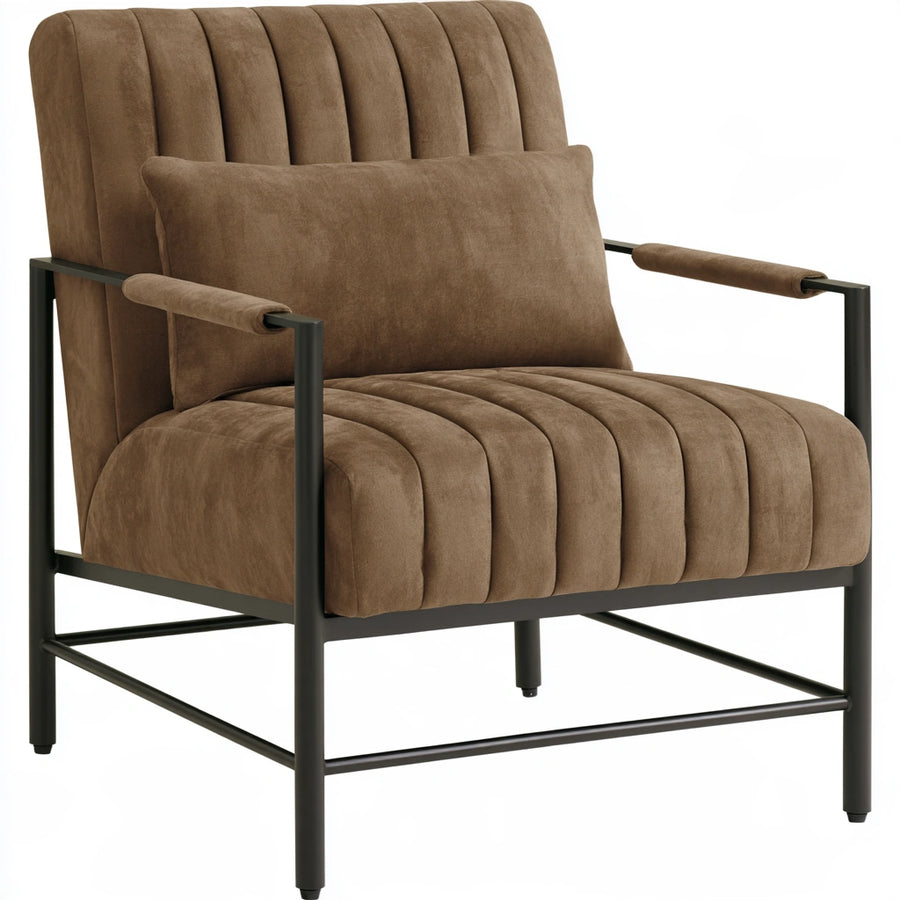 Accentfauteuil van metaal, kleur zwart en taupe