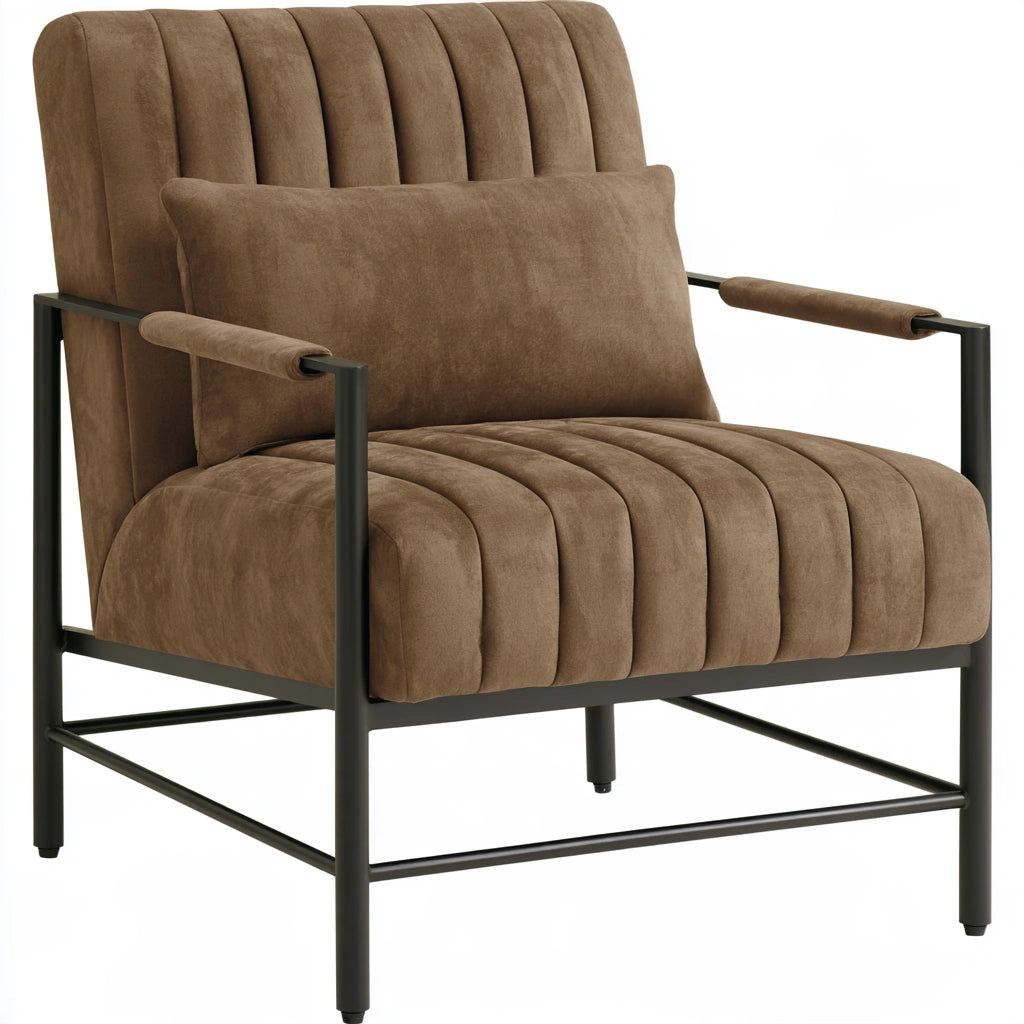 Accentfauteuil van metaal, kleur zwart en taupe